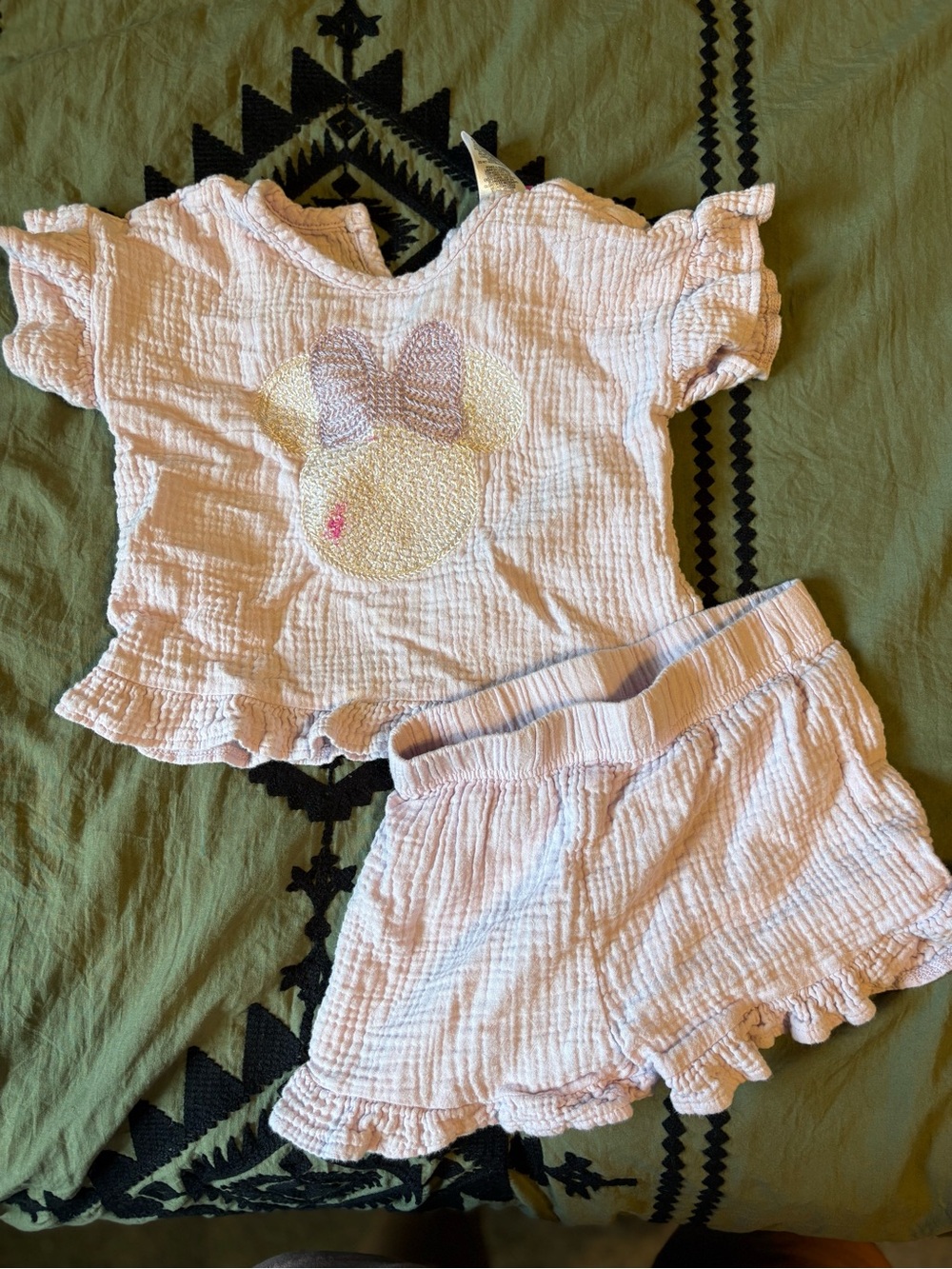 Toddler Purple Ruffle Short Set with Minnie Mouse Motif